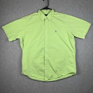 Ralph Lauren Shirt Mens Size X-Large Lime Green Button Down Short Sleeve Pony